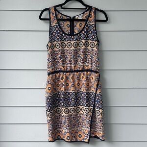 Bar III Orange and Blue Geometric Pattern Dress